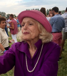 Edie Windsor talks with party goers